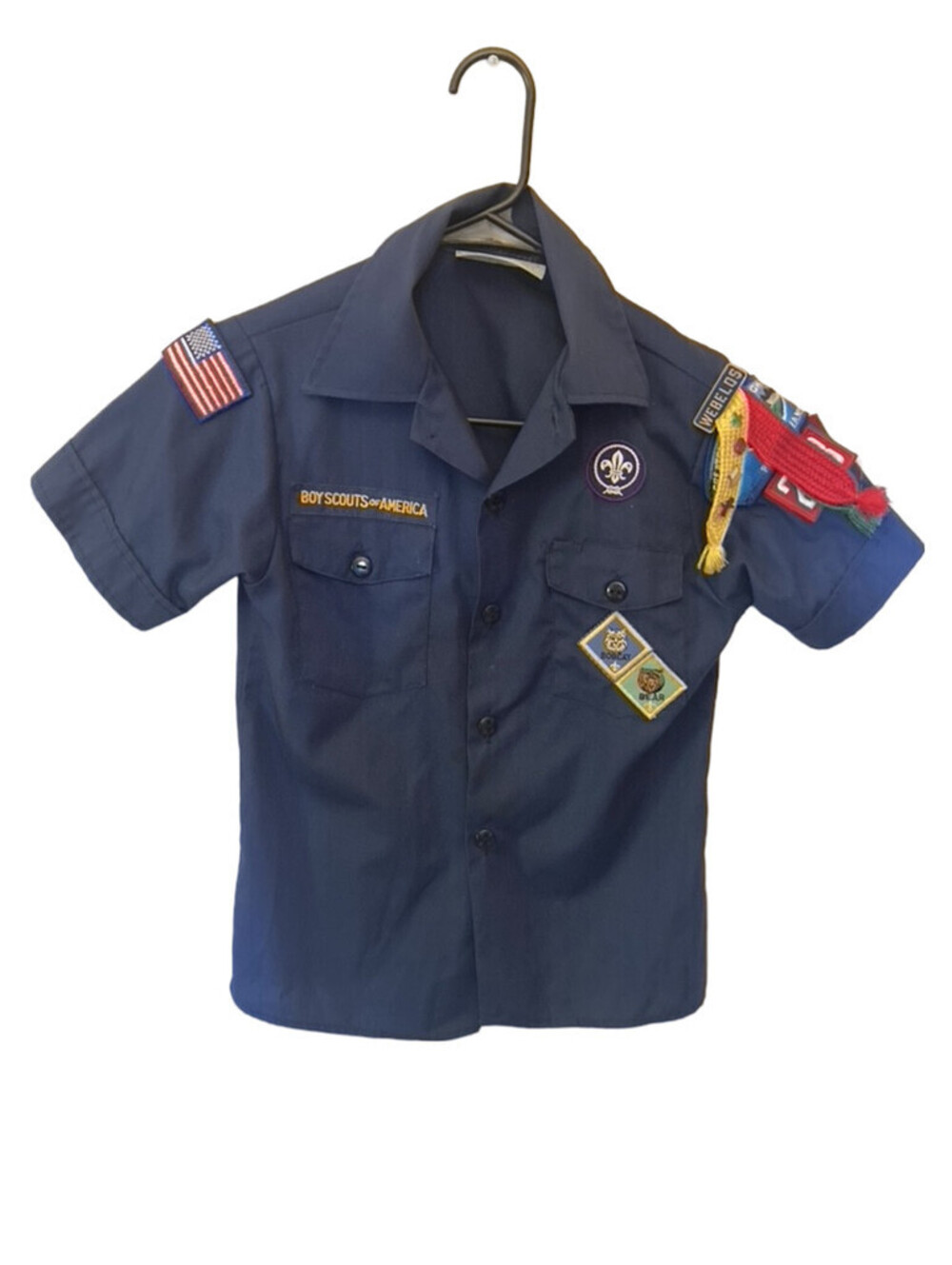 Vintage Boy Scouts Of American Short Sleeve Uniform Blue Shirt - size M